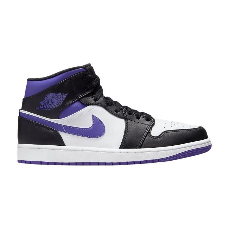 Air Jordan 1 Közép Fehér Fekete Lila Férfi Cipő