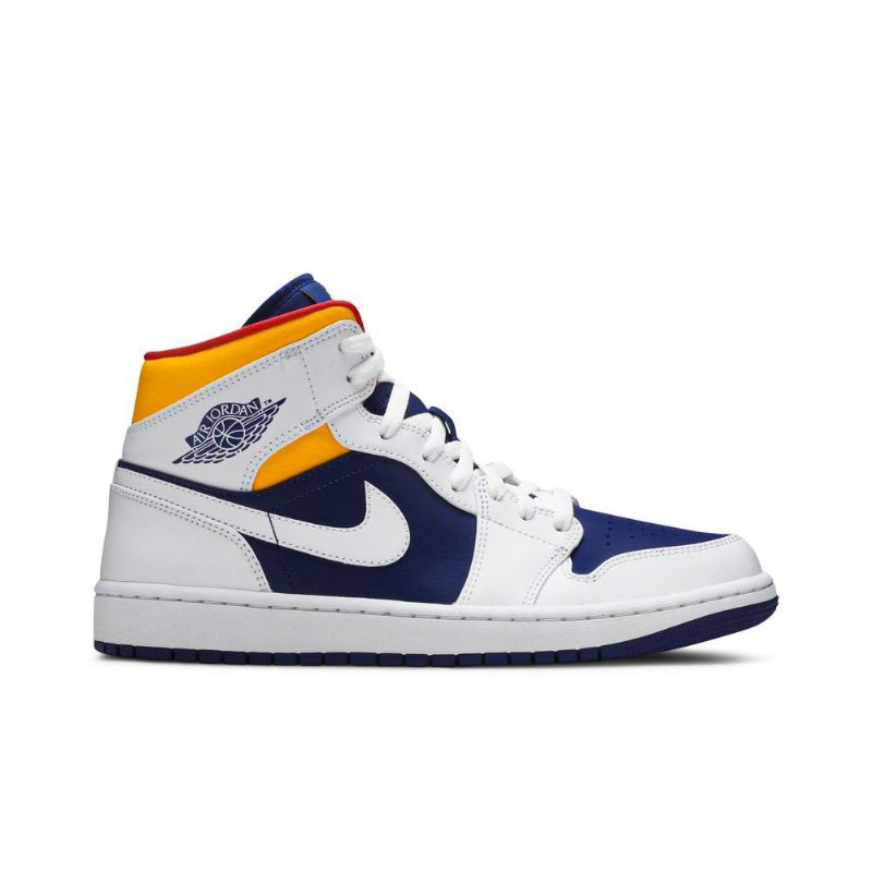 Air Jordan 1 Közép Fehér Kék Narancssárga Férfi Cipő