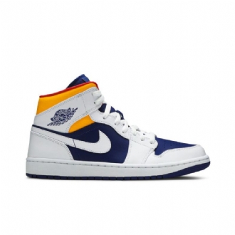 Air Jordan 1 Közép Fehér Kék Narancssárga Férfi Cipő
