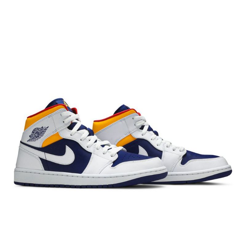 Air Jordan 1 Közép Fehér Kék Narancssárga Férfi Cipő