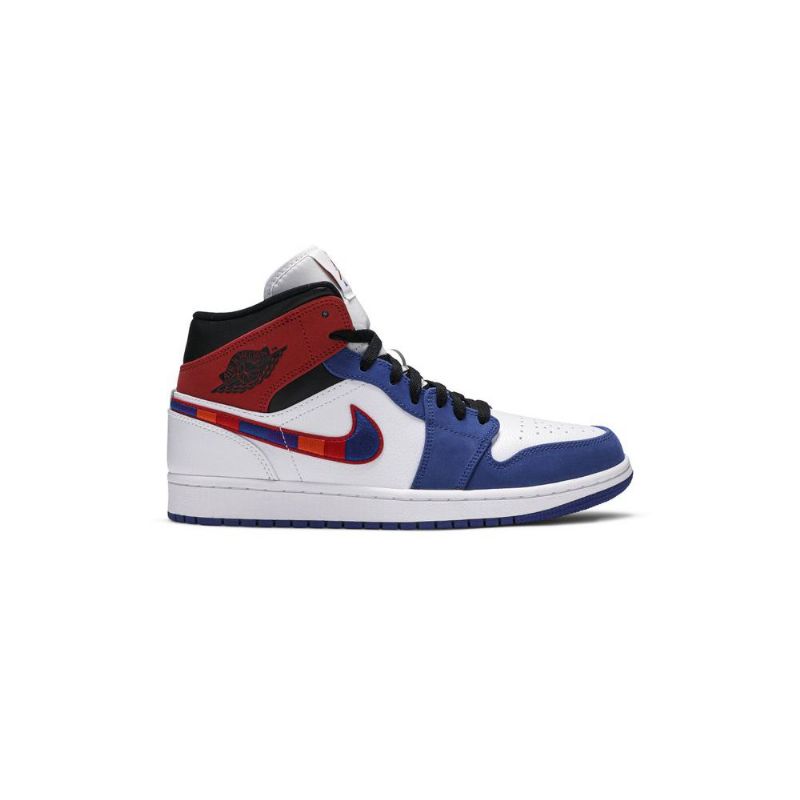 Air Jordan 1 Közép Fehér Kék Piros Fekete Férfi Cipők