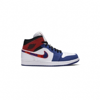 Air Jordan 1 Közép Fehér Kék Piros Fekete Férfi Cipők