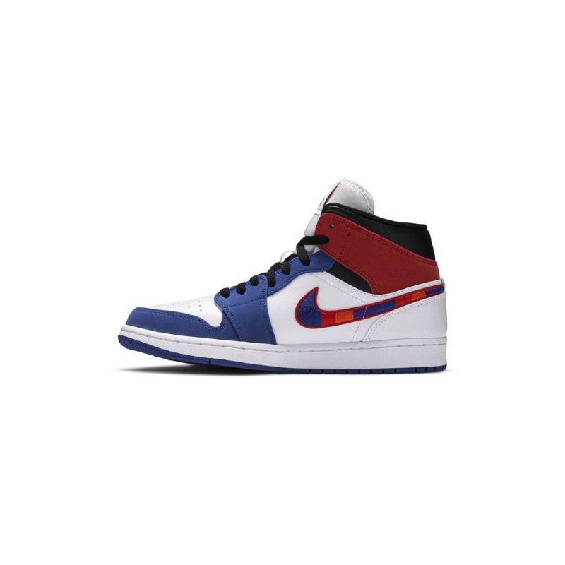 Air Jordan 1 Közép Fehér Kék Piros Fekete Férfi Cipők