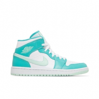 Air Jordan 1 Közép Fehér Kék Zöld Női Cipő