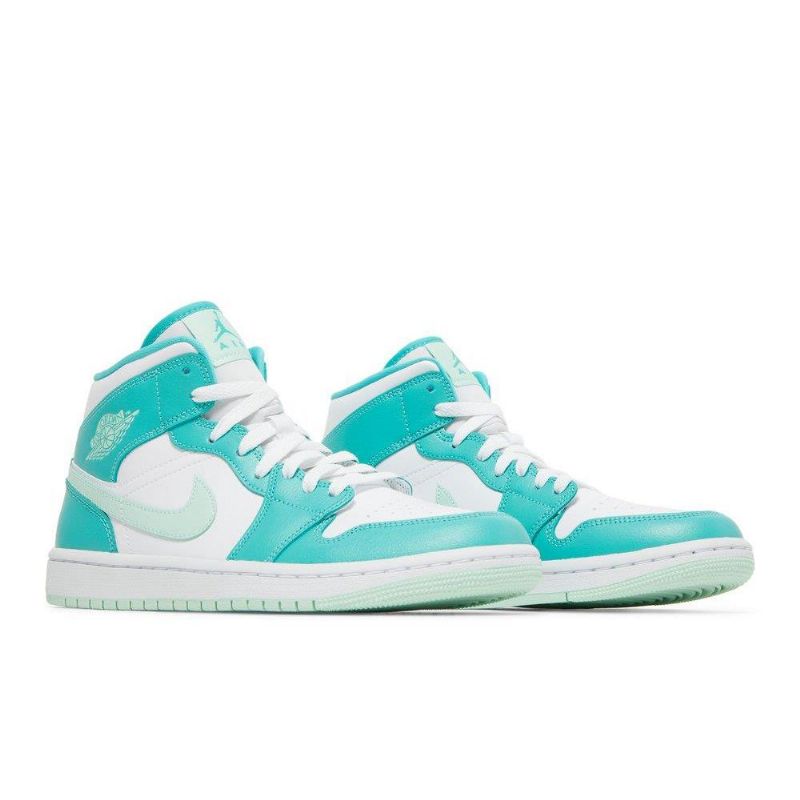 Air Jordan 1 Közép Fehér Kék Zöld Női Cipő