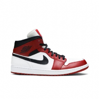 Air Jordan 1 Közép Fehér Piros Fekete Férfi Cipő