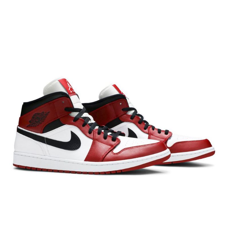 Air Jordan 1 Közép Fehér Piros Fekete Férfi Cipő