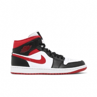 Air Jordan 1 Közép Fehér Piros Fekete Férfi Cipő