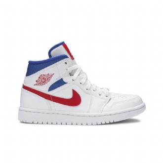 Air Jordan 1 Közép Fehér Piros Kék Női Cipő