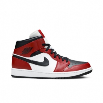 Air Jordan 1 Közép Piros Fehér Fekete Férfi Cipő