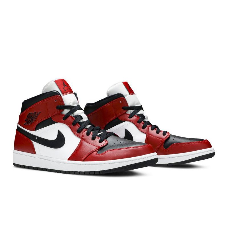 Air Jordan 1 Közép Piros Fehér Fekete Férfi Cipő
