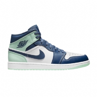 Air Jordan 1 Közép Sötétkék Zöld Fehér Férfi Cipő
