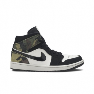 Air Jordan 1 Középbézs Fekete Zöld Férfi Cipő
