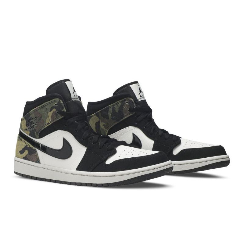 Air Jordan 1 Középbézs Fekete Zöld Férfi Cipő