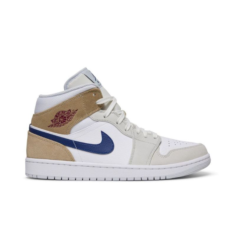 Air Jordan 1 Középfehér Khaki Kék Férfi Cipő