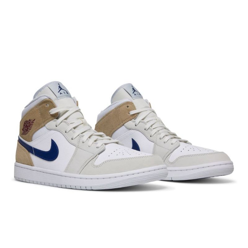 Air Jordan 1 Középfehér Khaki Kék Férfi Cipő