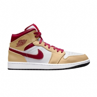 Air Jordan 1 Középfehér Piros Khaki Férfi Cipő