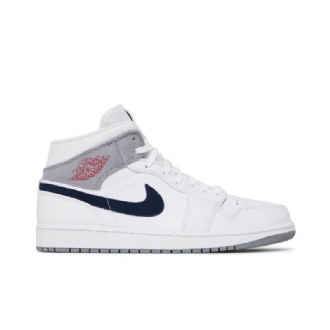 Air Jordan 1 Középfehér Szürke Kék Férfi Cipő