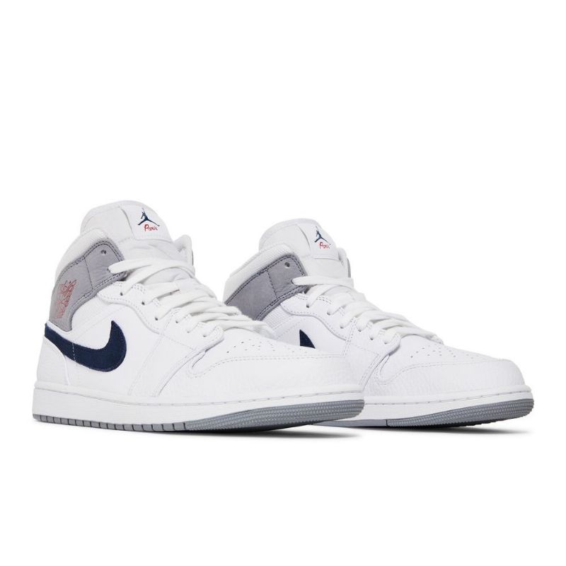 Air Jordan 1 Középfehér Szürke Kék Férfi Cipő