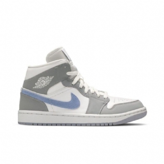 Air Jordan 1 Középfehér Szürke Kék Női Cipő