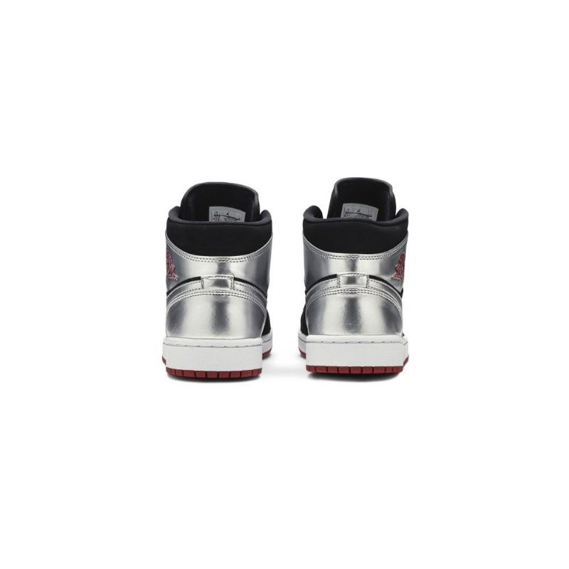 Air Jordan 1 Középfekete Ezüstpiros Férfi Cipő