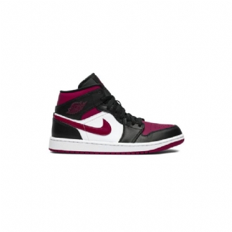 Air Jordan 1 Középfekete Fehér Piros Férfi Cipő