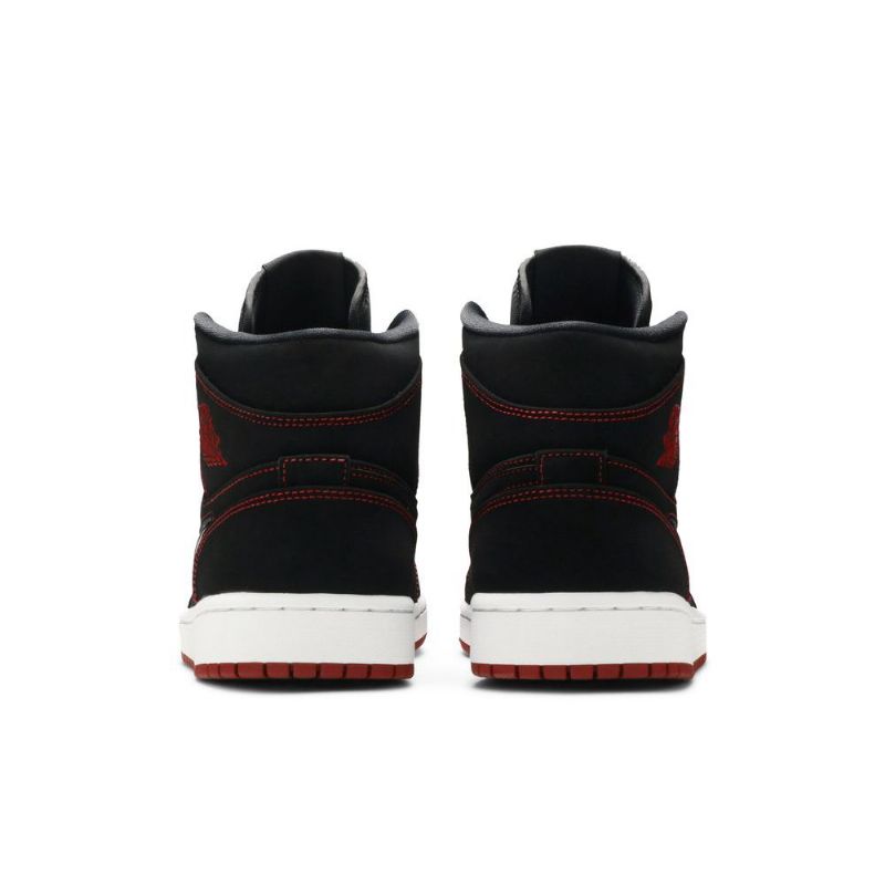 Air Jordan 1 Középfekete Fehér Piros Férfi Cipő