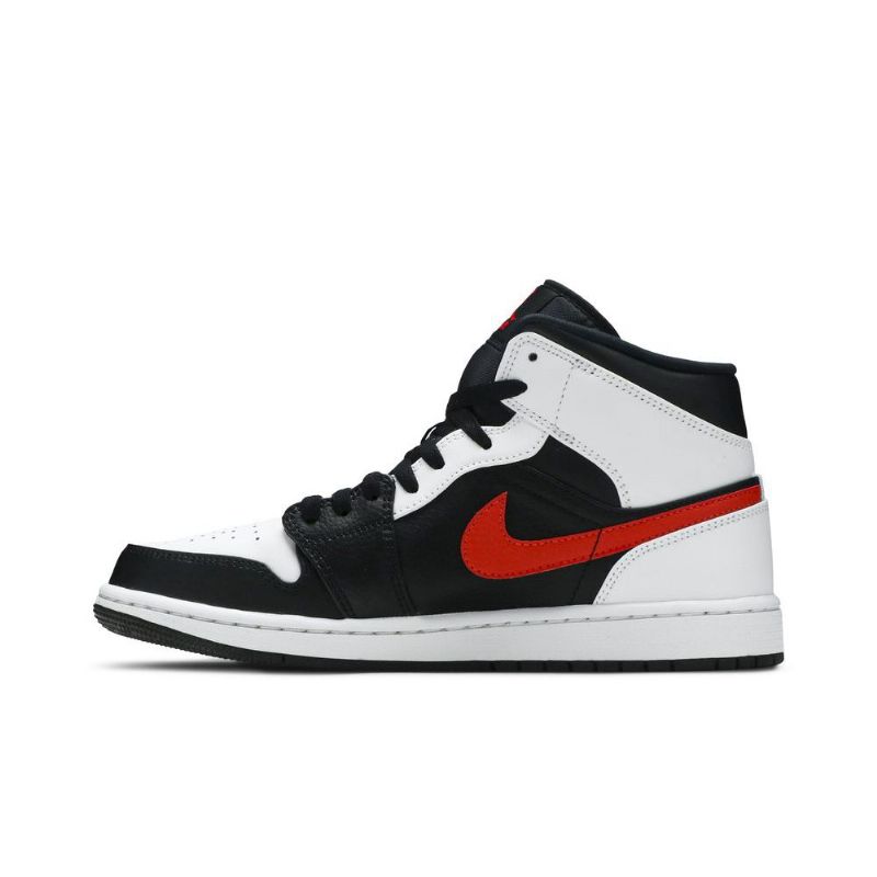 Air Jordan 1 Középfekete Fehér Piros Férfi Cipő
