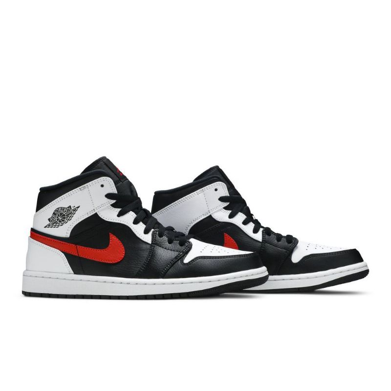 Air Jordan 1 Középfekete Fehér Piros Férfi Cipő