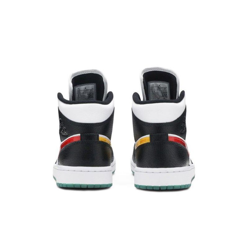 Air Jordan 1 Középfekete Fehér Piros Zöld Női Cipő