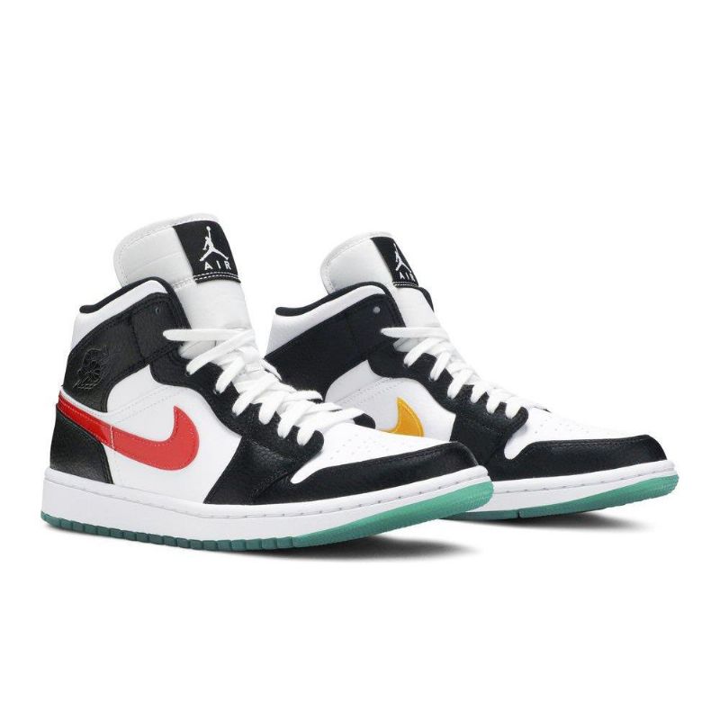 Air Jordan 1 Középfekete Fehér Piros Zöld Női Cipő