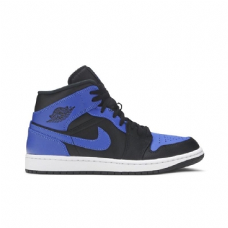 Air Jordan 1 Középfekete Kék Fehér Férfi Cipő