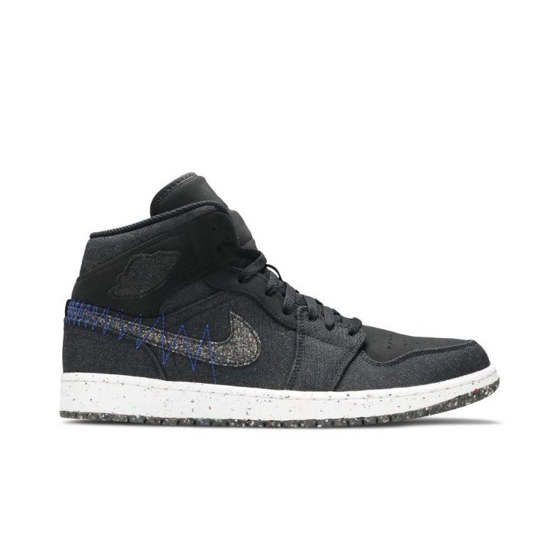 Air Jordan 1 Középfekete Kék Fehér Férfi Cipő