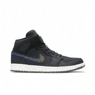 Air Jordan 1 Középfekete Kék Fehér Férfi Cipő