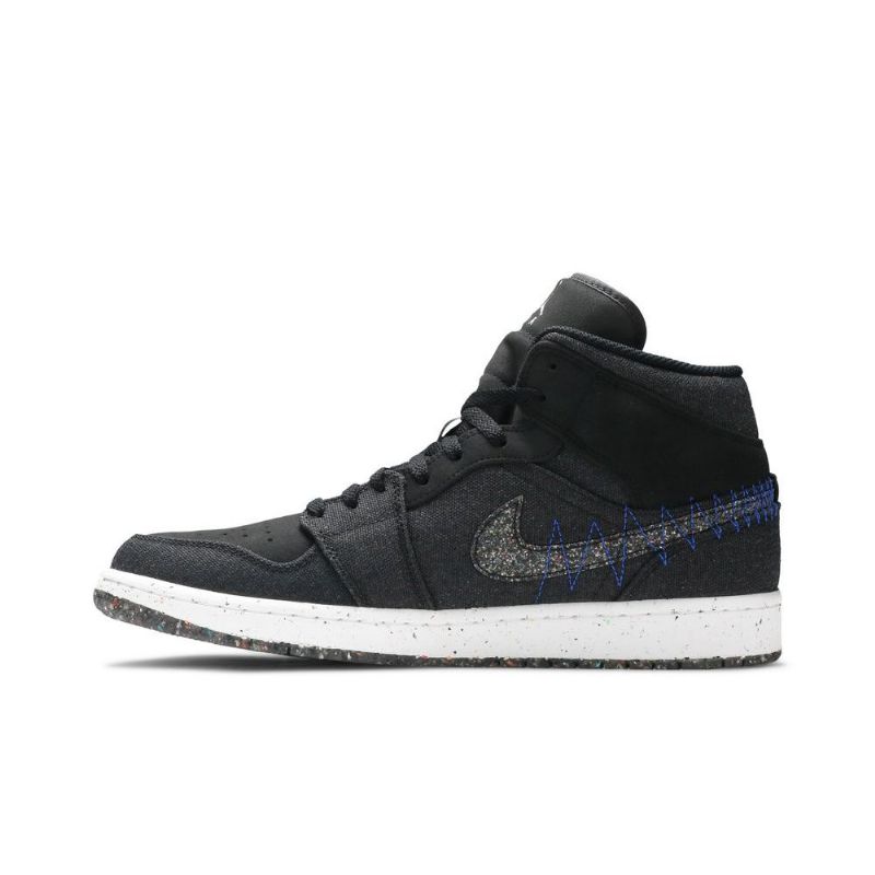 Air Jordan 1 Középfekete Kék Fehér Férfi Cipő