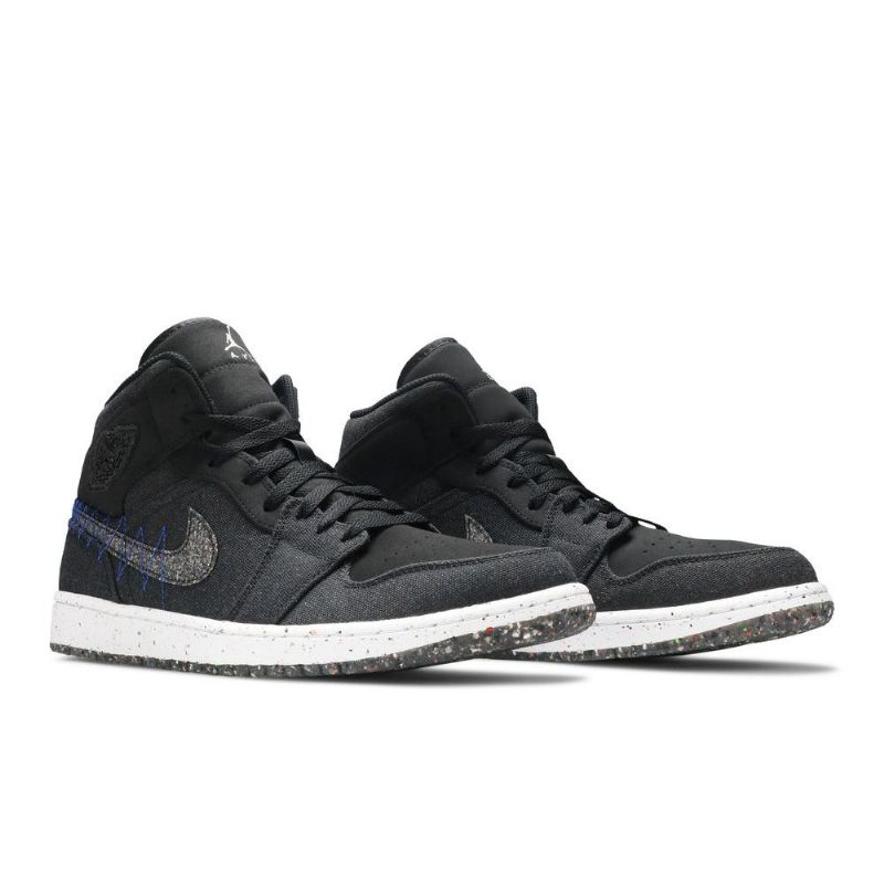 Air Jordan 1 Középfekete Kék Fehér Férfi Cipő