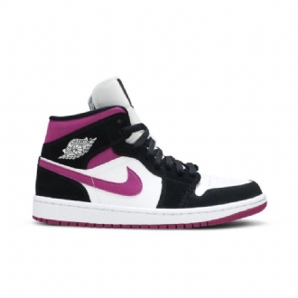 Air Jordan 1 Középfekete Lila Fehér Női Cipő