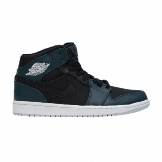 Air Jordan 1 Középfekete Sötétkék Fehér Férfi Cipő