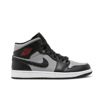 Air Jordan 1 Középfekete Szürke Piros Fehér Férfi Cipők