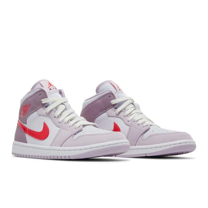 Air Jordan 1 Középső Lila Fehér Piros Női Cipő