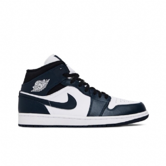 Air Jordan 1 Középső Sötétkék Fehér Fekete Férfi Cipő
