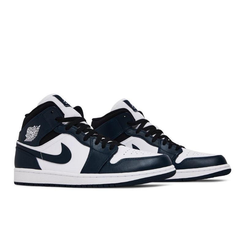Air Jordan 1 Középső Sötétkék Fehér Fekete Férfi Cipő