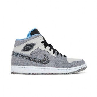Air Jordan 1 Középszürke Kék Fekete Férfi Cipő
