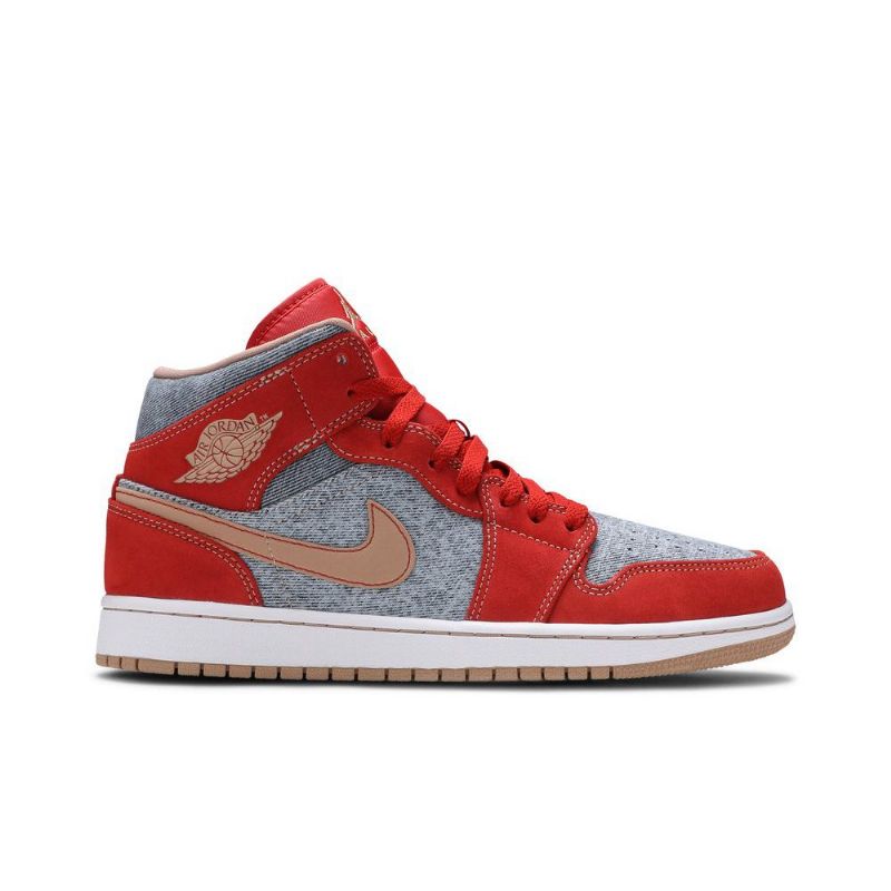 Air Jordan 1 Középvörös Szürke Fehér Férfi Cipő