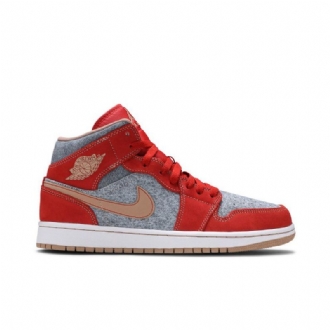 Air Jordan 1 Középvörös Szürke Fehér Férfi Cipő