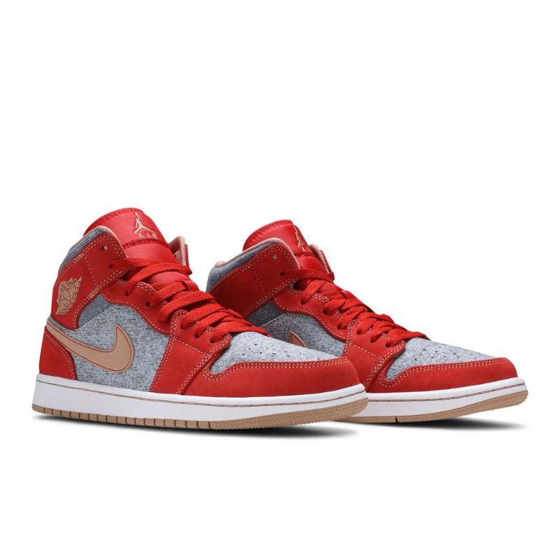 Air Jordan 1 Középvörös Szürke Fehér Férfi Cipő