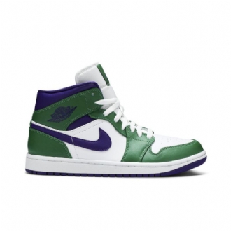 Air Jordan 1 Középzöld Fehér Lila Férfi Cipő
