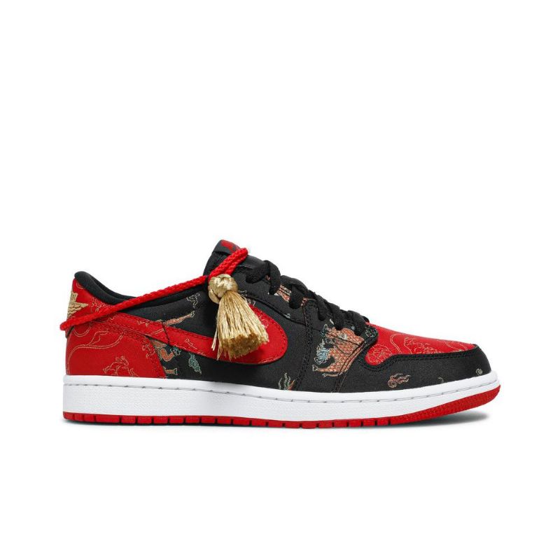 Air Jordan 1 Low Og Piros Fekete Arany Férfi Cipő