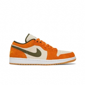 Air Jordan 1 Low Se Fehér Olívazöld Narancssárga Férfi Cipő