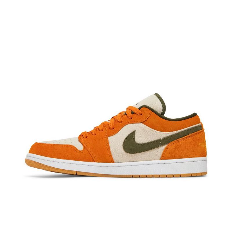 Air Jordan 1 Low Se Fehér Olívazöld Narancssárga Férfi Cipő
